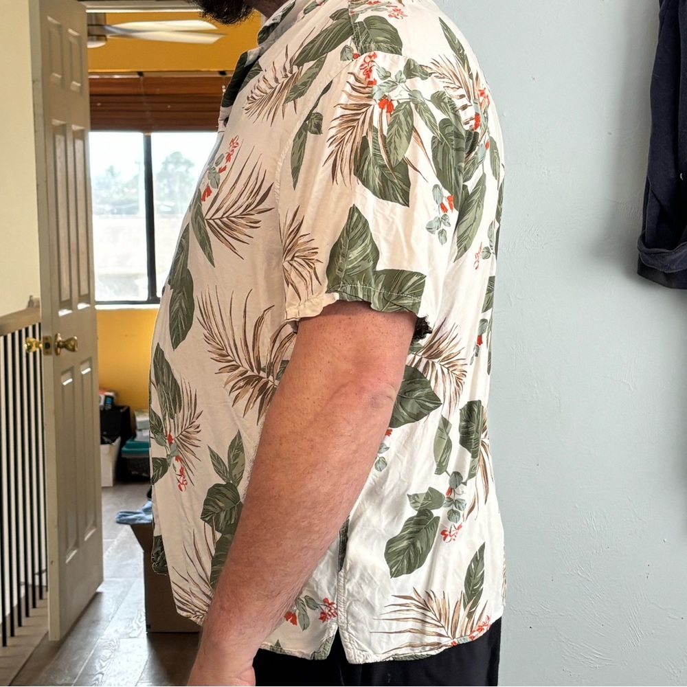 Old Navy Leaf Print Shirt - Green and Cream